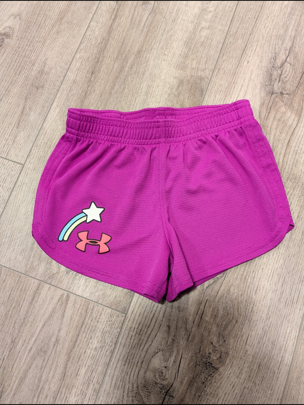Under Armour Girls' Pink Athletic Shorts with Star Graphic